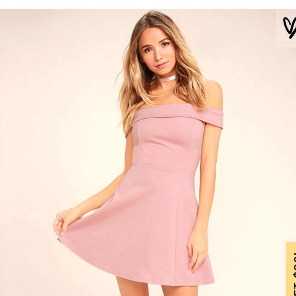 Lulu's Dusty Rose Off-the-Shoulder Mini Dress